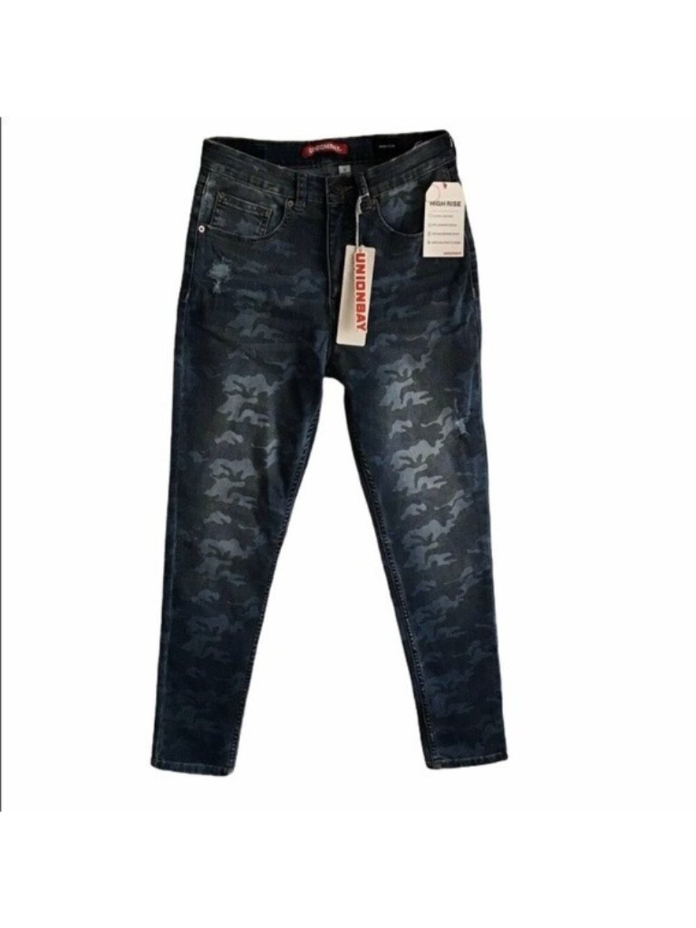 Union Bay Junior High Rise Zadie Camo Distressed Jeans Blue Size 7